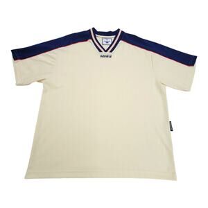 Vintage Admiral Soccer Jersey Mens XL Cream Navy V-Neck Retro Blokecore Shirt